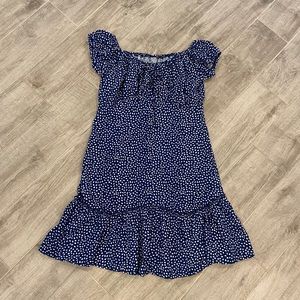 Blue dot off the shoulder dress